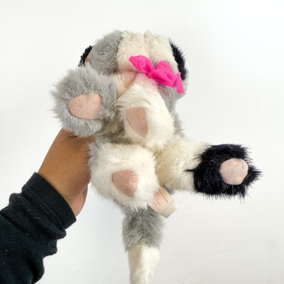 Vintage 1992 Tyco Kitty Kitty Kittens Cat Gray Black Purring Purs Stuffed Animal - Picture 3 of 8